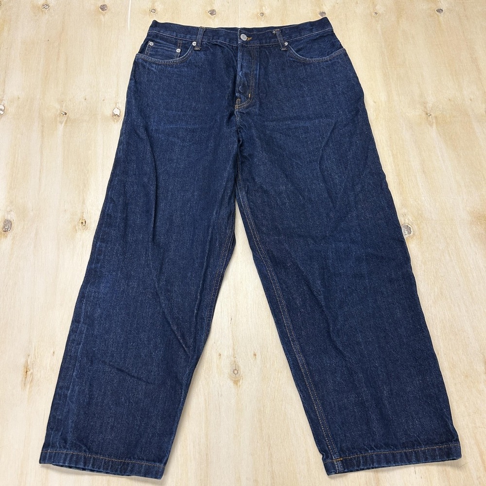 COS Jeans Mens 33x26 Dark Wash Blue Denim Relaxed Wide Leg Casual Pants